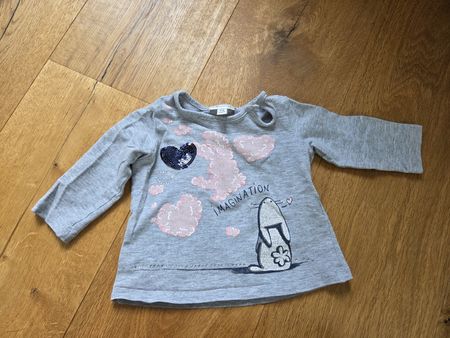 Langarmshirt Gr. 62, Fagottino, Mädchen, Newborn, Hase,