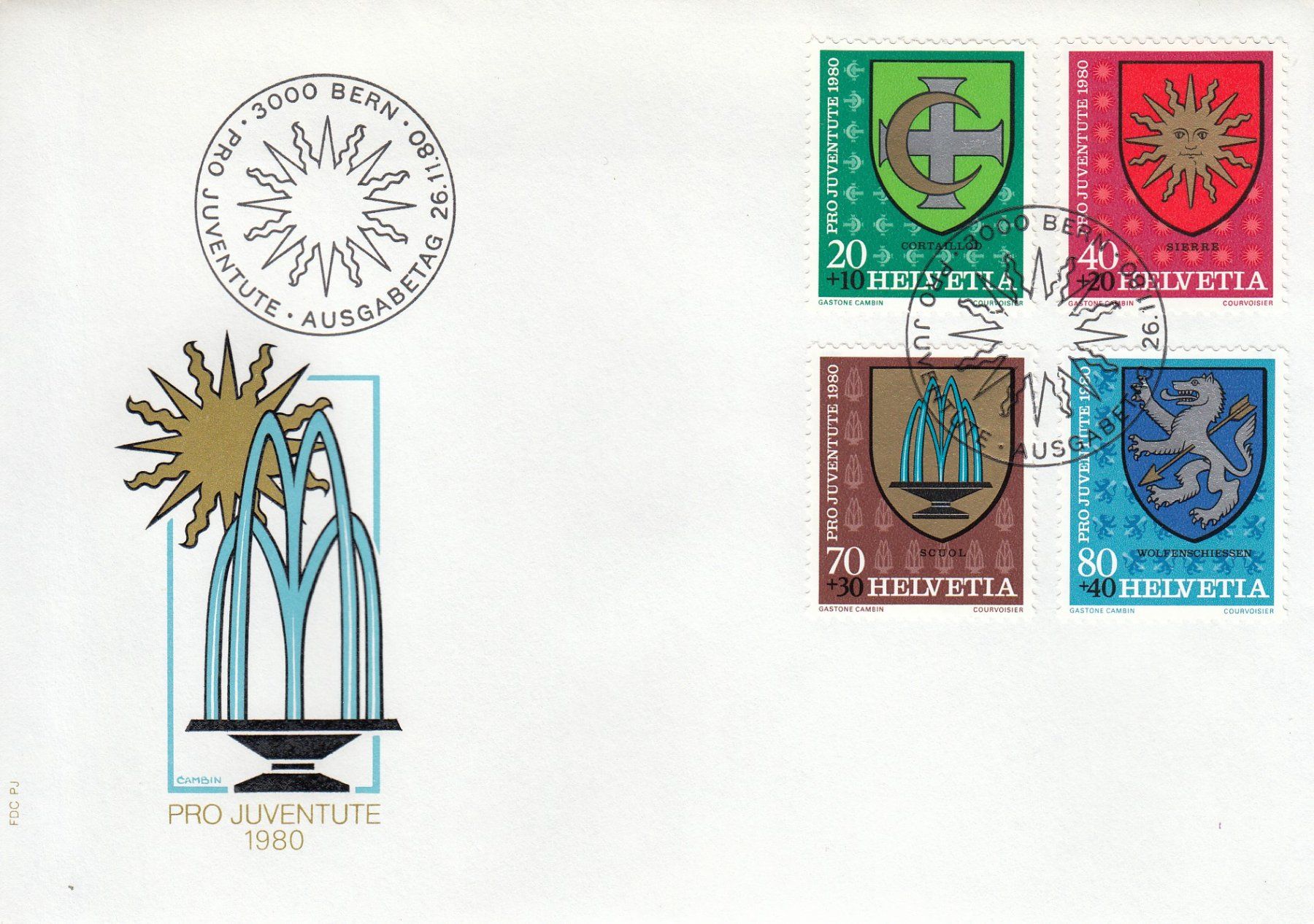 Tutti i francobolli: 1978+80 Pro Juventute Gemeindewappen 2 FDC – Usato da Spreitenbach venduto da Mustang_1105 1