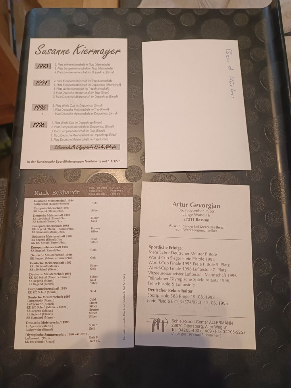 Autogramme: Schiessen - 4x handsigniert – Gebraucht aus Menziken von Artographs 1