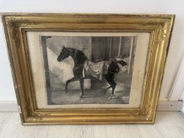 Gravure ancienne Théodore Géricault - "Cheval noir" v. 1822