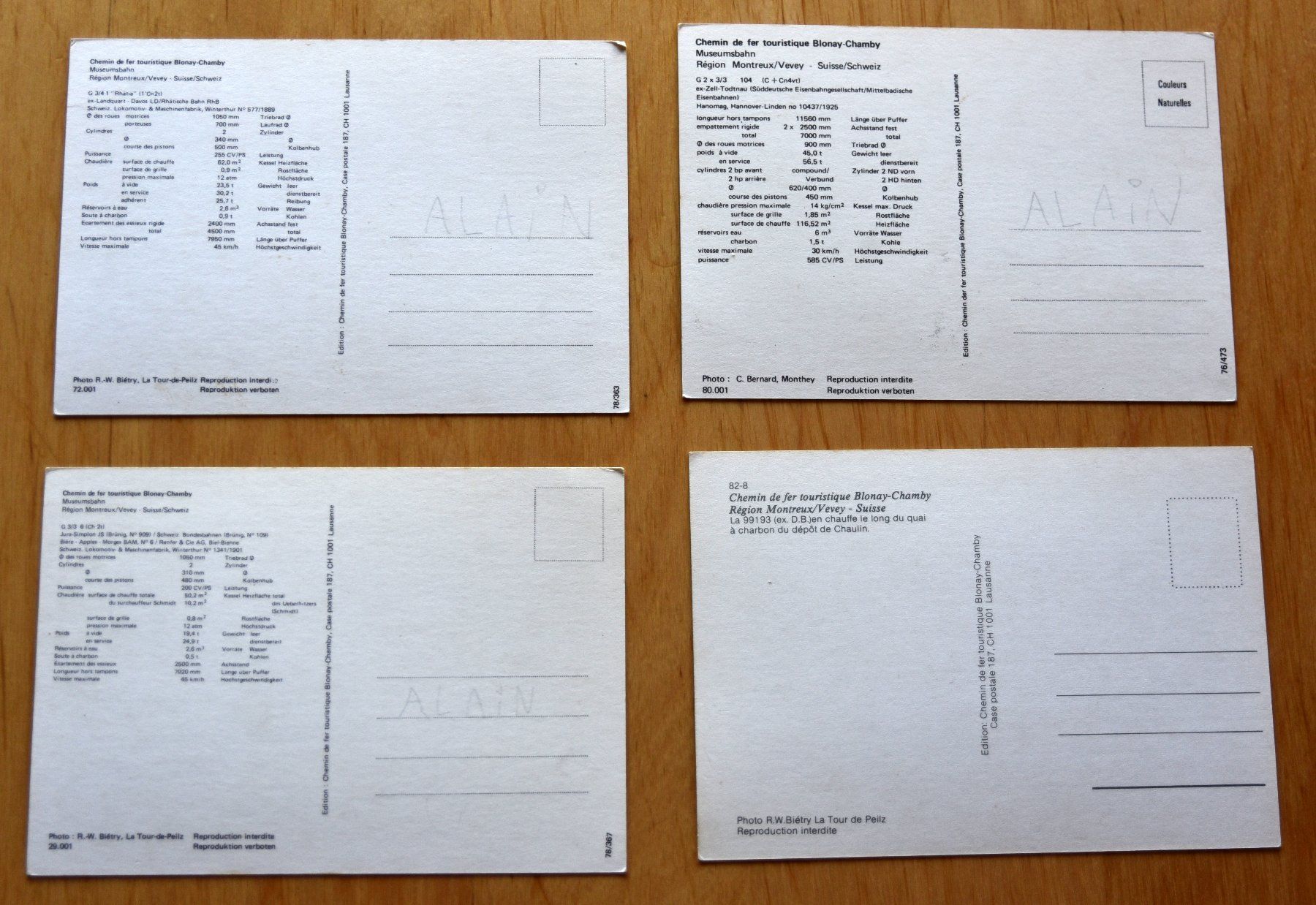 Cartoline postali: Postkarten / cartes postales - 4x Blonay-Chamby – Usato da Ostermundigen venduto da archeopteryx 1