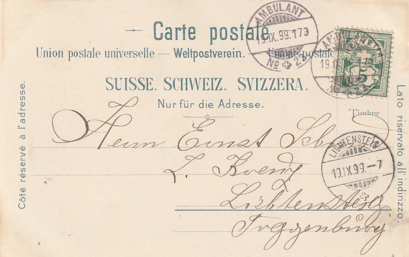 Cartoline postali: Alte Postkarte Reichenbachfall Oberrhaisen mit Stempel 1899 – Usato da Rupperswil venduto da Ema10 1