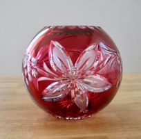 Sehr schöne, schwere Kristallglas Vase geschliffen