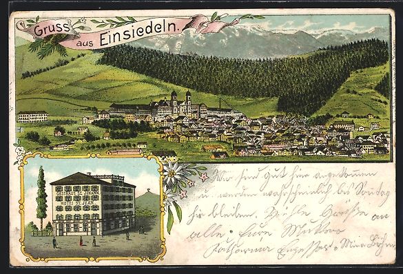 Cartoline postali: Litho Einsiedeln, Gasthaus St. Johann, P – Usato da Berlin venduto da bartko-reher