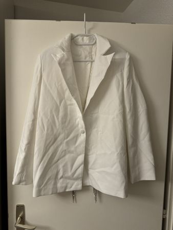 Veste blazer blanche avec chaînes, taille M - Élégante!