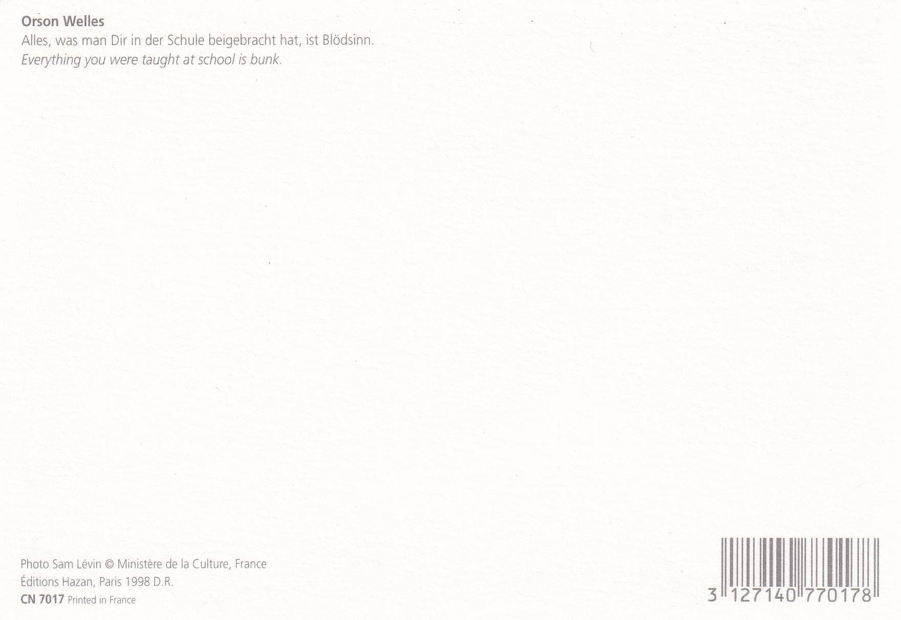 Cartoline postali: Zitat von Orson Welles /bm – Usato da Hombrechtikon venduto da Rudolf07 1