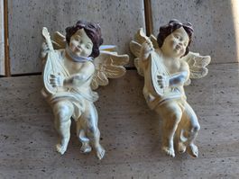 2 Kunststoff Engel Figur Dekoration
