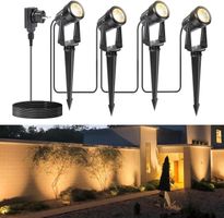 LED Gartenstrahler 4er Set 3000K IP67 17m 12V Warmweiß