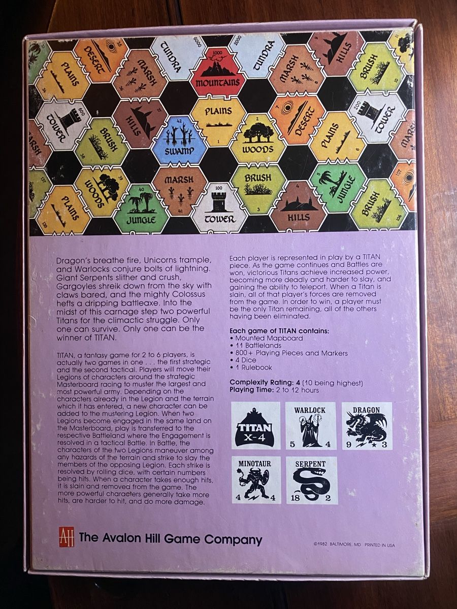 Giochi: Vintage TITAN Avalon Hill 1982 COMPLETE & Sorted – Usato da Kirchberg BE venduto da swiss_slab 7