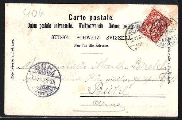 Ansichtskarten: Litho Binningen, Holee-Schlosswirtschaft – Gebraucht aus Berlin von bartko-reher 1
