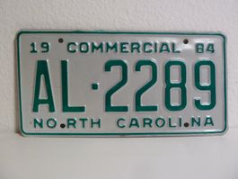 USA Nummernschild License Plate NORTH CAROLINA  AL-2289