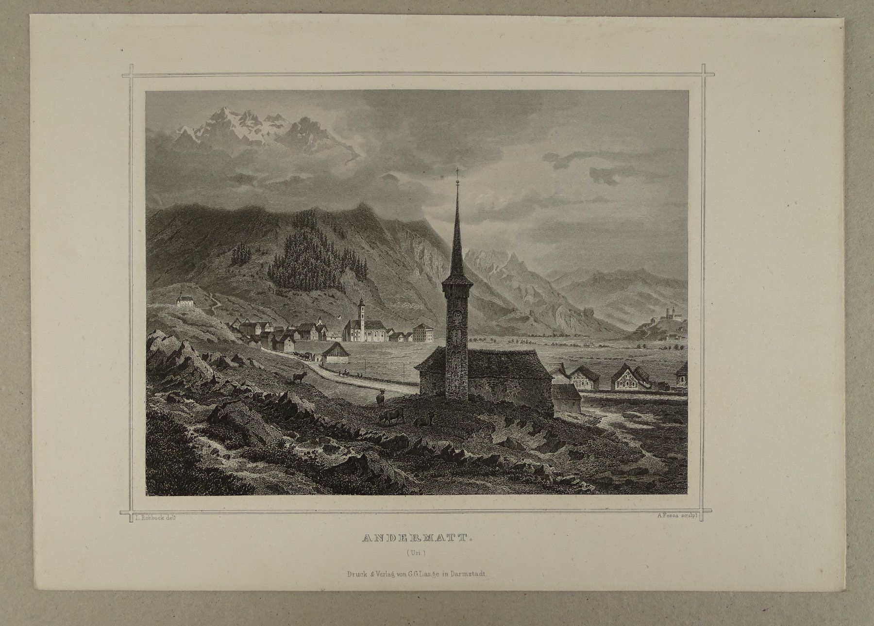 Stiche: ANDERMATT, STAHLSTICH NACH ROHBOCK 1870 – Gebraucht aus Grüningen von Kartensammler