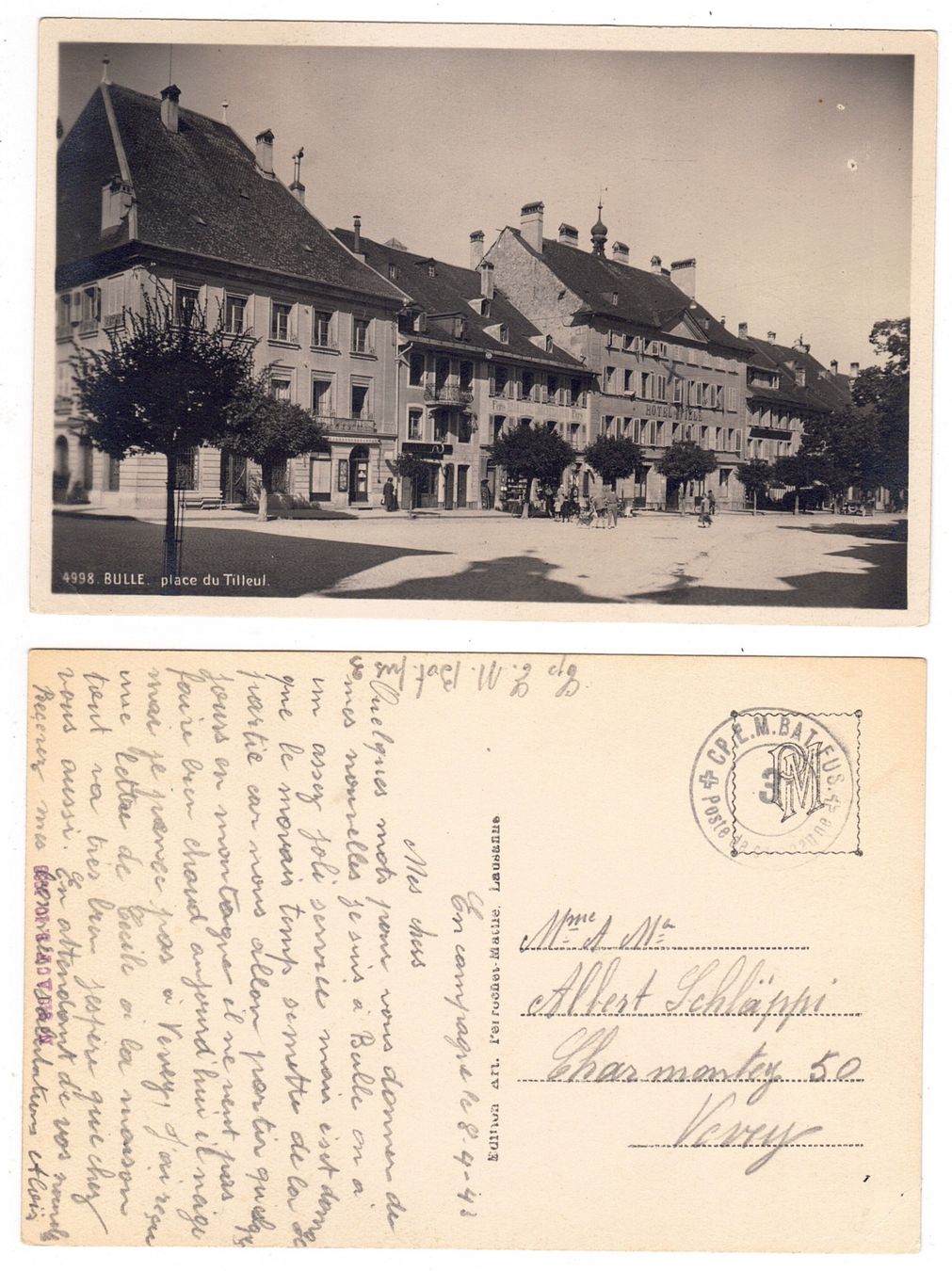 Cartoline postali: Bulle, Place du Tilleul – Usato da La Tour-de-Peilz venduto da amjust