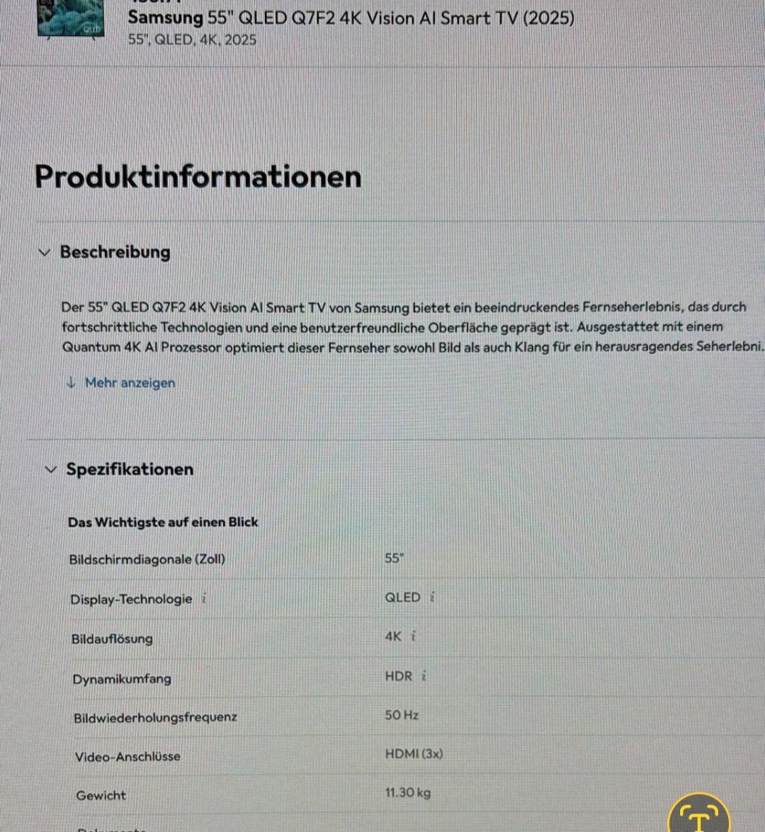 Samsung Fernseher: Samsung TV 55 Zoll – Neu (gemäss Beschreibung) aus Hinwil von susanneheusser 2