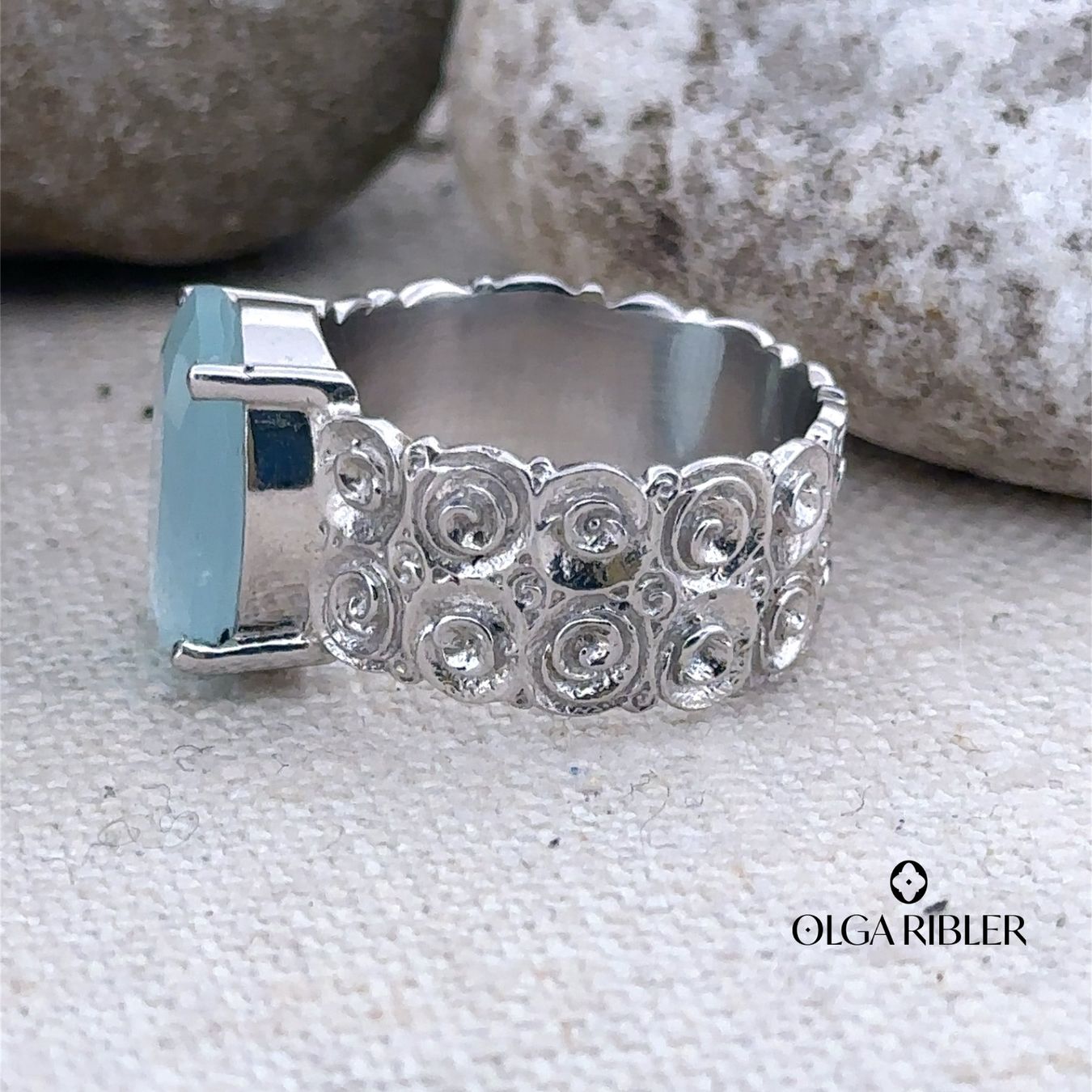 Olga Ribler Anelli: Aquamarin Silber Ring 925 Grösse 54 – Nuovo (secondo la descrizione) da Luzern venduto da Schmuckoutlet 1