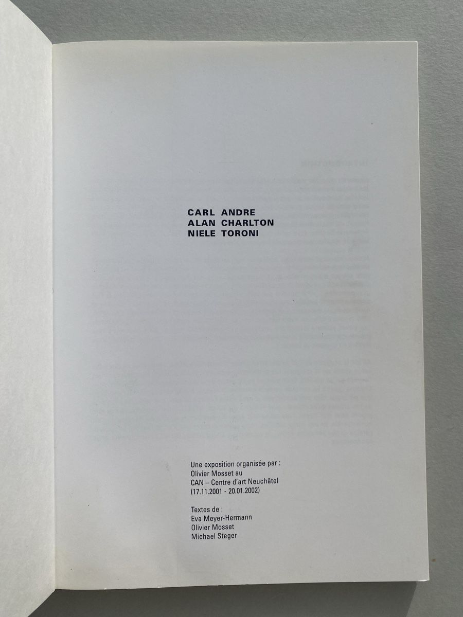 Libri: Carl Andre, Alan Charlton, Niele Toroni Buch CAN – Usato da Zürich venduto da lesgarcons 4
