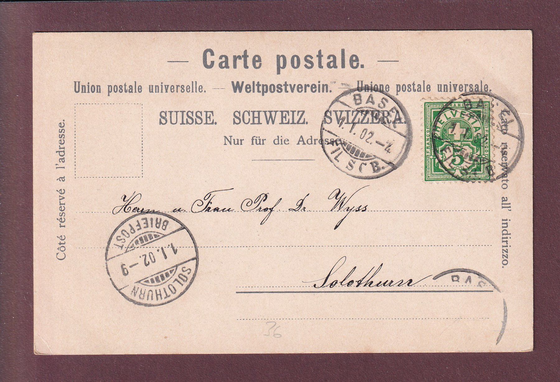 Ansichtskarten: Gruss aus BASEL - Rathaus - 1902 – Gebraucht aus Pully von nicecards 1