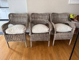 3 Ikea Vintage Rattan Korbstühle BYHOLMEN