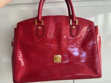 MCM Tasche Pink Lackleder Shopper Henkeltasche Handtasche