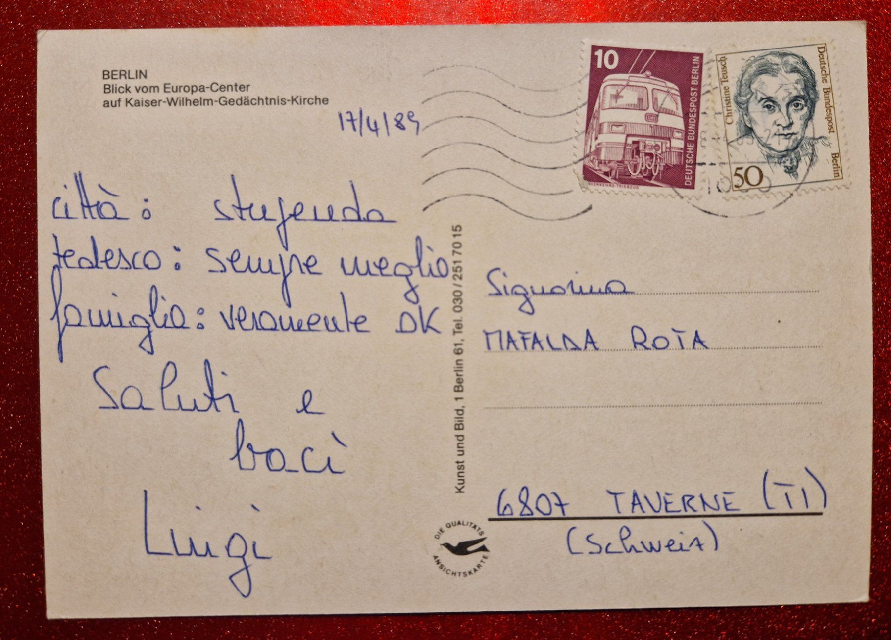 Cartoline postali: Berlin grüsst 1989 – Usato da Melchnau venduto da Fishel 1