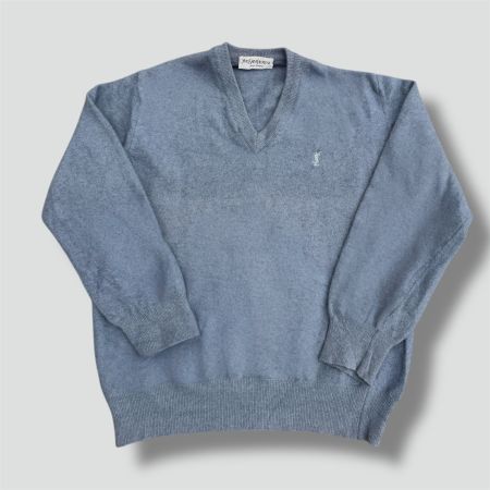 Yves Saint Laurent blue wool sweater retro 90s Pullover ysl