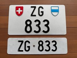 Rarität: 3-Stelliges Kontrollschild ZG 833 / Autonummer