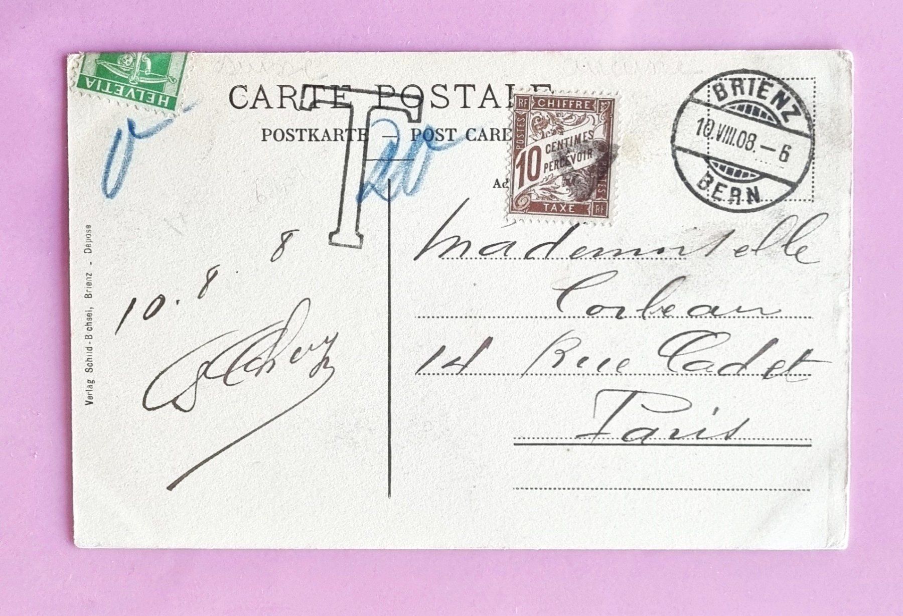 Ansichtskarten: Brienz-Rothorn-Bahn - Station - Jungfrau-Mönch-Eiger - 1908 – Gebraucht aus Rothrist von RROENK 1