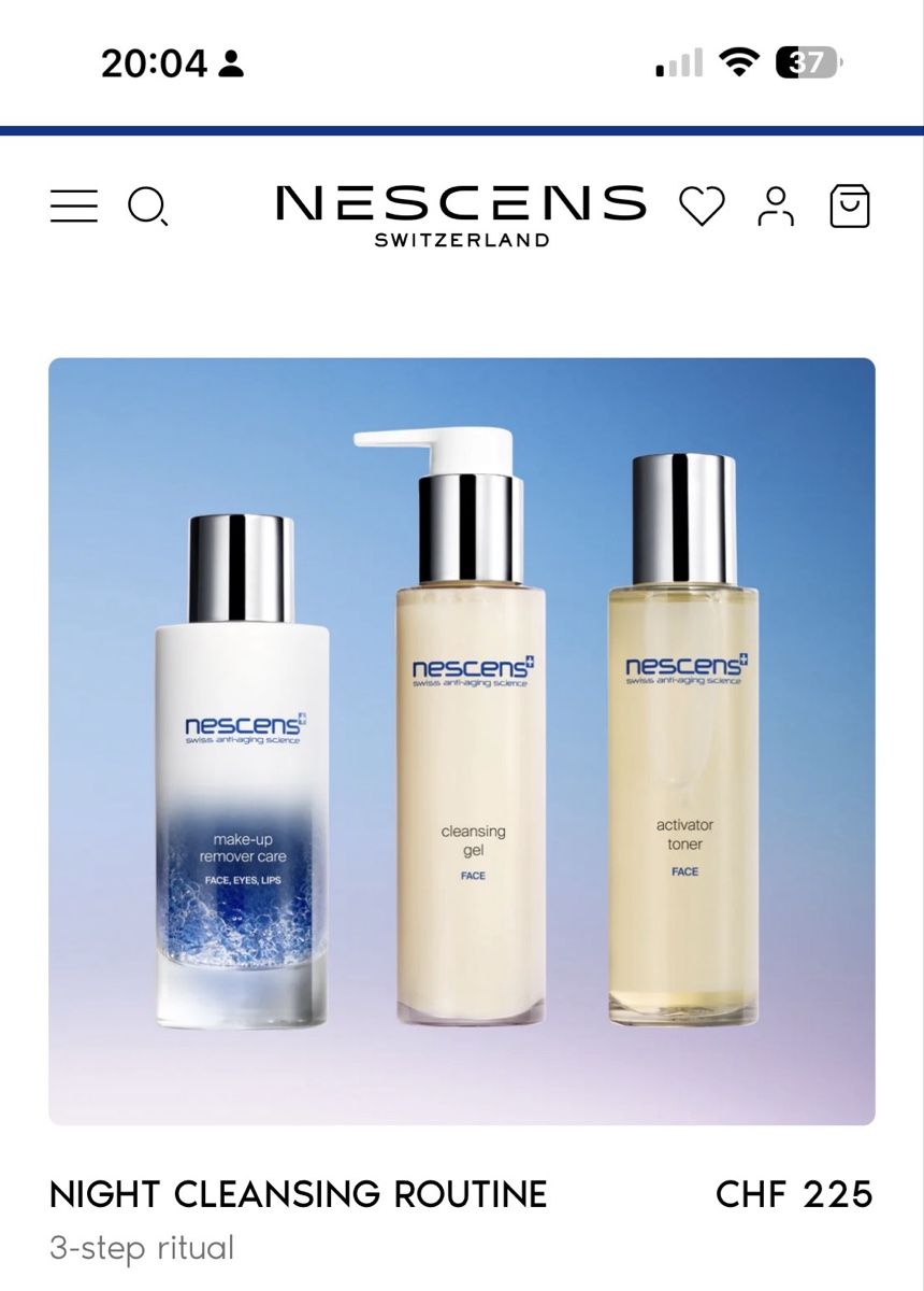 Nescens Cura del viso: Nescens Night Cleansing Routine – Nuovo e nell'imballaggio originale da Bern venduto da teppich23