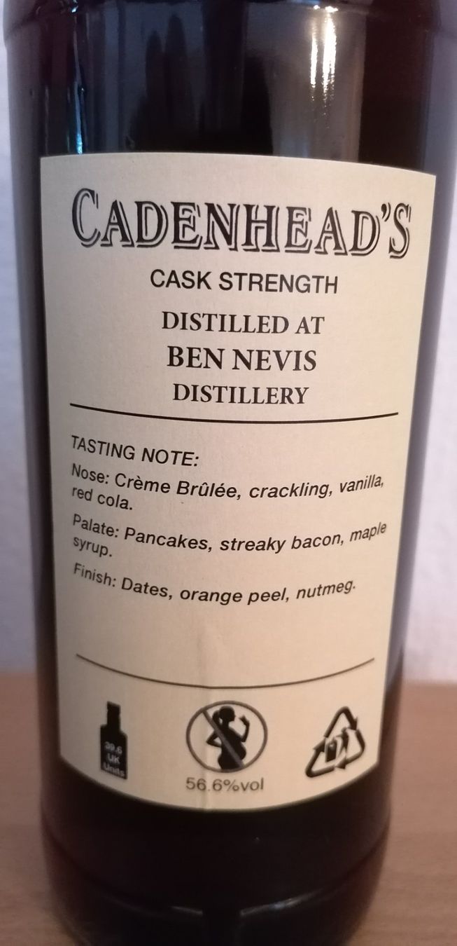 Ben Nevis Bevande alcoliche: Ben Nevis Cadenhead Oloroso Sherry Cask 56.6% – Nuovo e nell'imballaggio originale da Buochs venduto da Shoppingfriend 3
