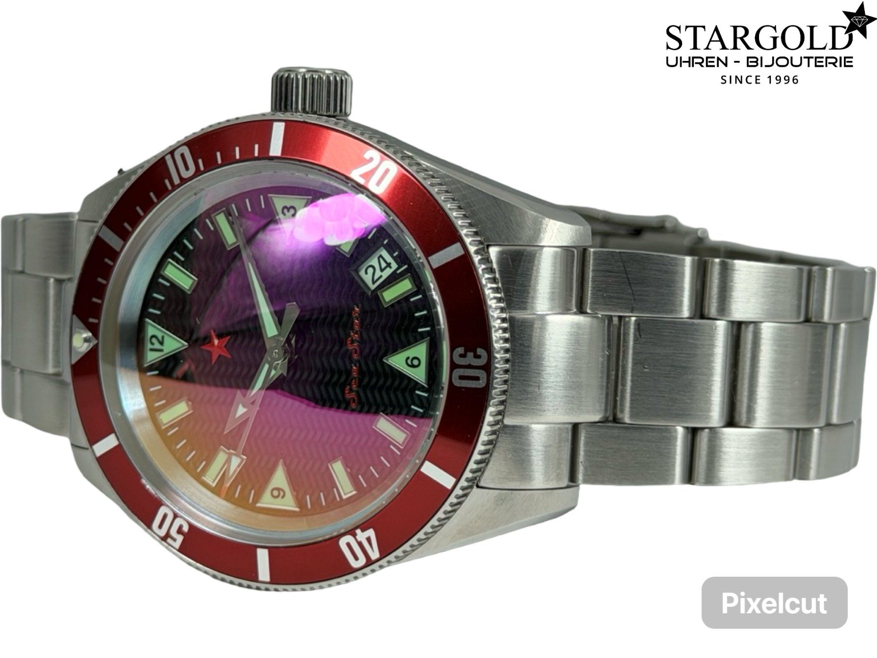 Orologi: Red Star SEA Red Bezel - 7074G-D – Usato da Zürich venduto da Stargold-Uhren 1