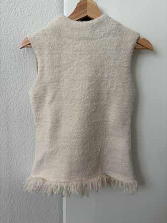 Zara ärmelloses Oberteil beige  Grösse S mit Fransen