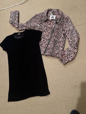 Mädchenset mit samtkleid und jacke in gr 146