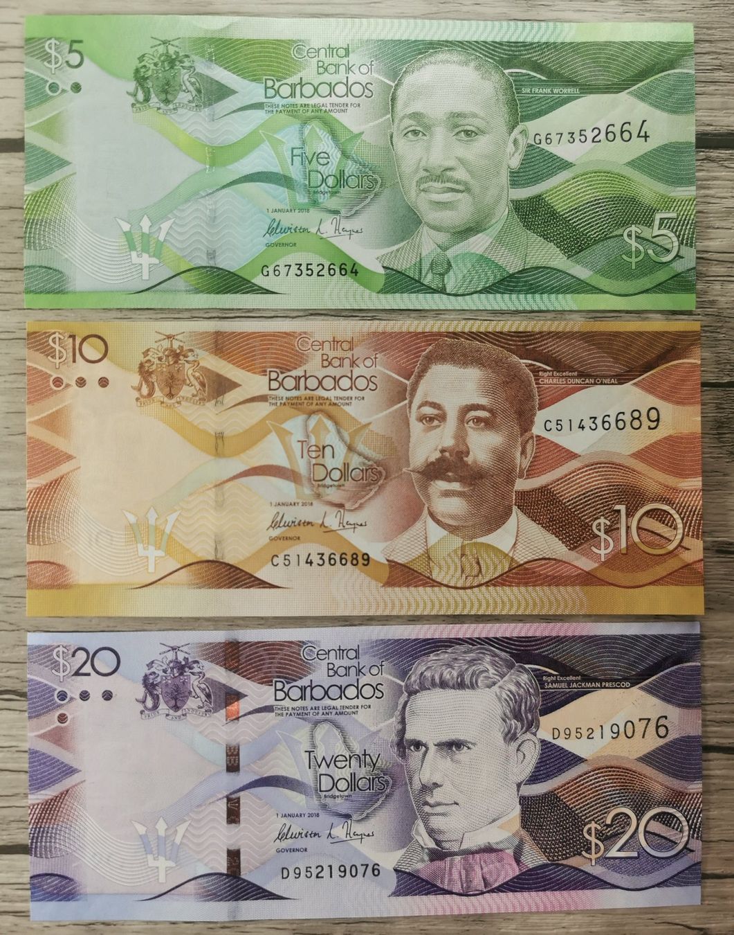 Banconote: Barbados 5, 10 & 20 Dollars UNC "Haynes" – Nuovo (secondo la descrizione) da Cousset venduto da Patricio77