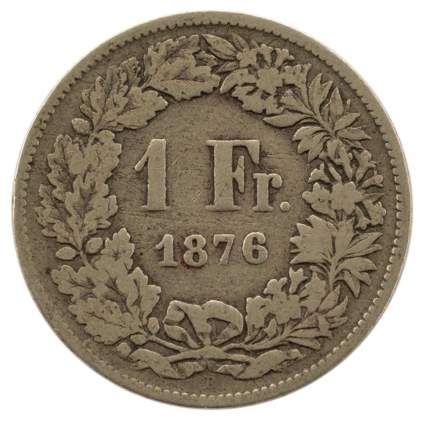 Alle Münzen: Schweiz - 1 Franken - 1876 - Silber – Gebraucht aus Rotkreuz von Swiss-Coins