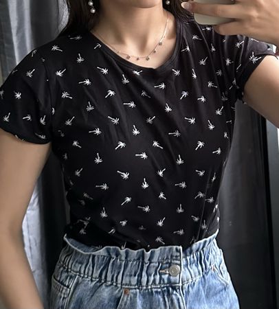 Schwarzes Palmen T-Shirt🌴 Chicorée, Grösse M
