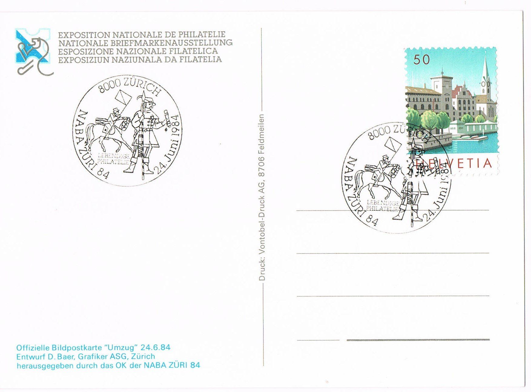 Alle Briefmarken: NABA Zürich 84, 2 Maximumkarten – Gebraucht aus Buchs AG von Baerfisch