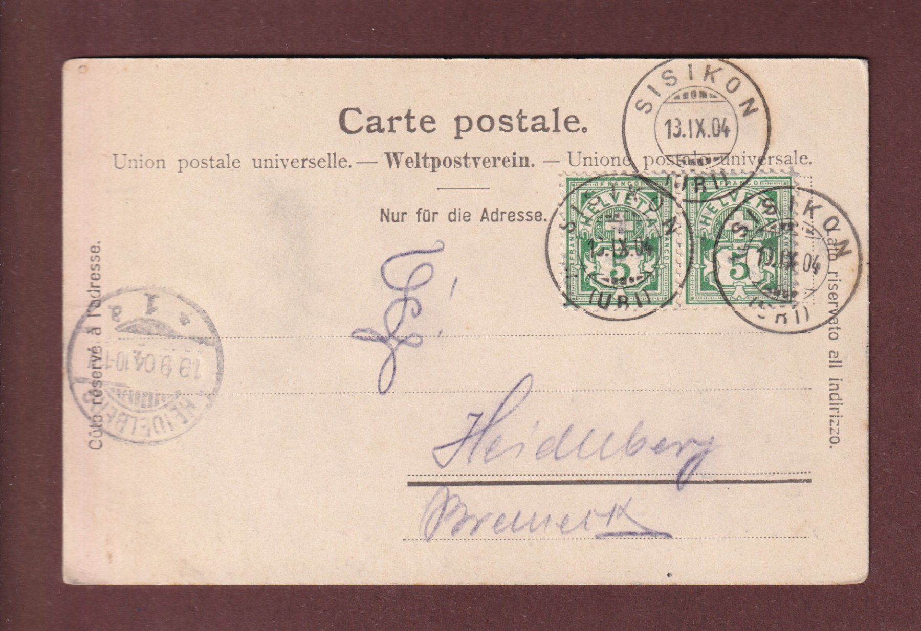 Cartoline postali: TELLSKAPELLE - 1904 – Usato da Pully venduto da nicecards-shop 1