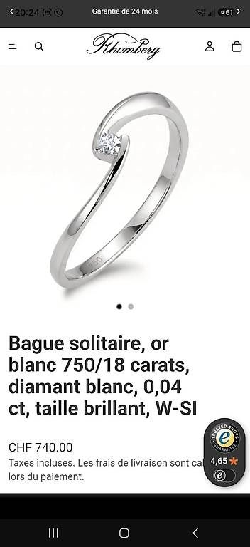 Bagues: Solitaire or blanc taille 52 – D'occasion à Broc par sab_n6rp 3