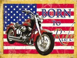 Blechschildkarte-BORN TO RIDE MOTORBIKE