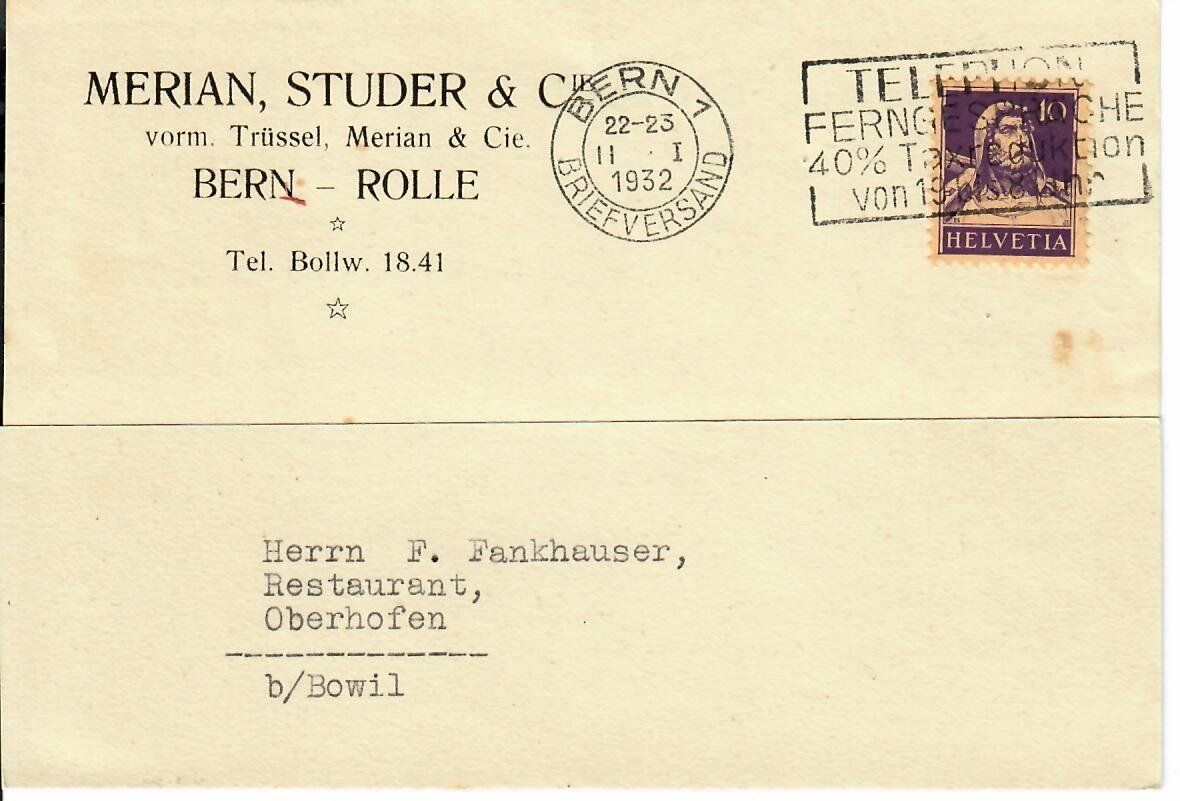 Tutti i francobolli: PK, Merian, Studer  Bern - Rolle 1932 – Usato da Hochdorf venduto da Ziegel-16