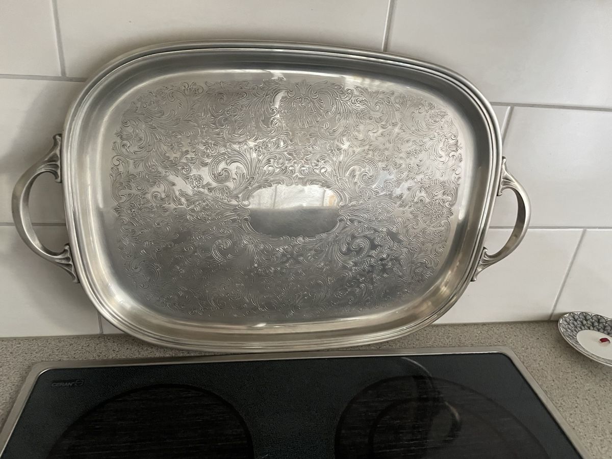 Piatti di portata: Dekorative Vintage Servierplatte, versilbert, Meneses Spain – Usato da Zürich venduto da Campi1000 5