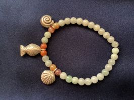 Süsses Jade Armband mit Meeresmotiven (Silber)
