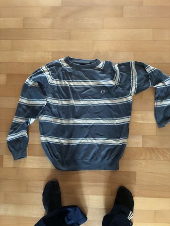 . Fred Perry Sportswear Strickpullover – Blau/Beige, Größe M