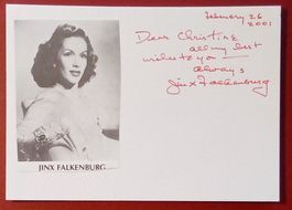 Jinx Falkenburg 1919-2003 Autogramm signiert Karte 10x15cm