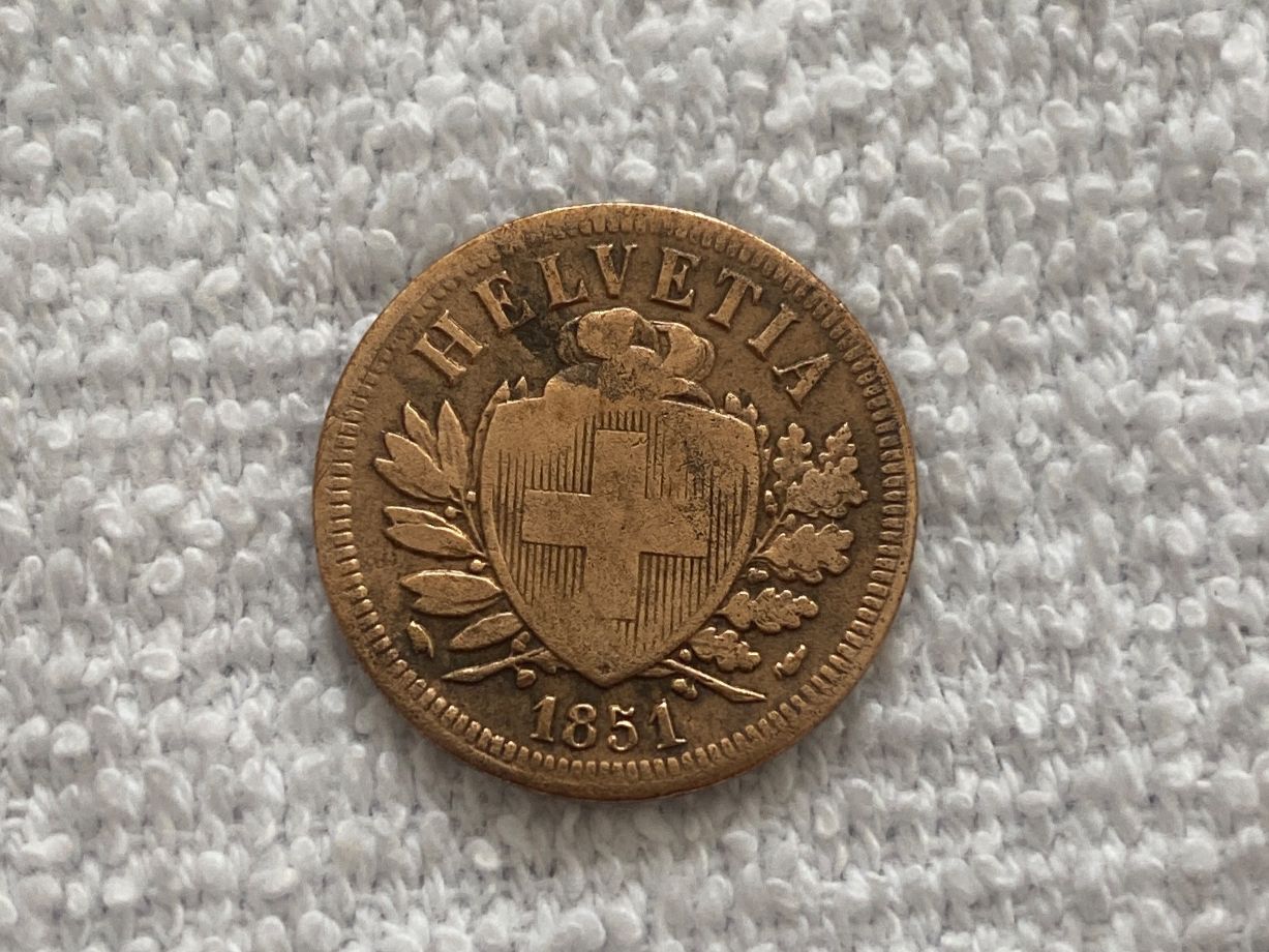 Alle Münzen: 2 centimes/rappen 1851 – Gebraucht aus Nyon von Ilmi09