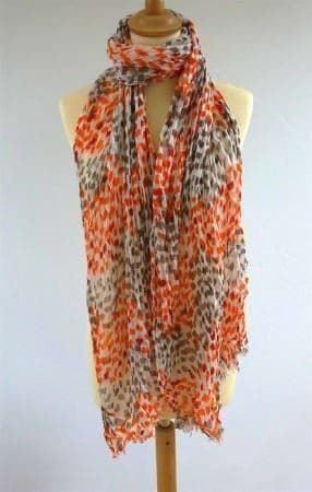 Schal - weiss / orange / rot / beige