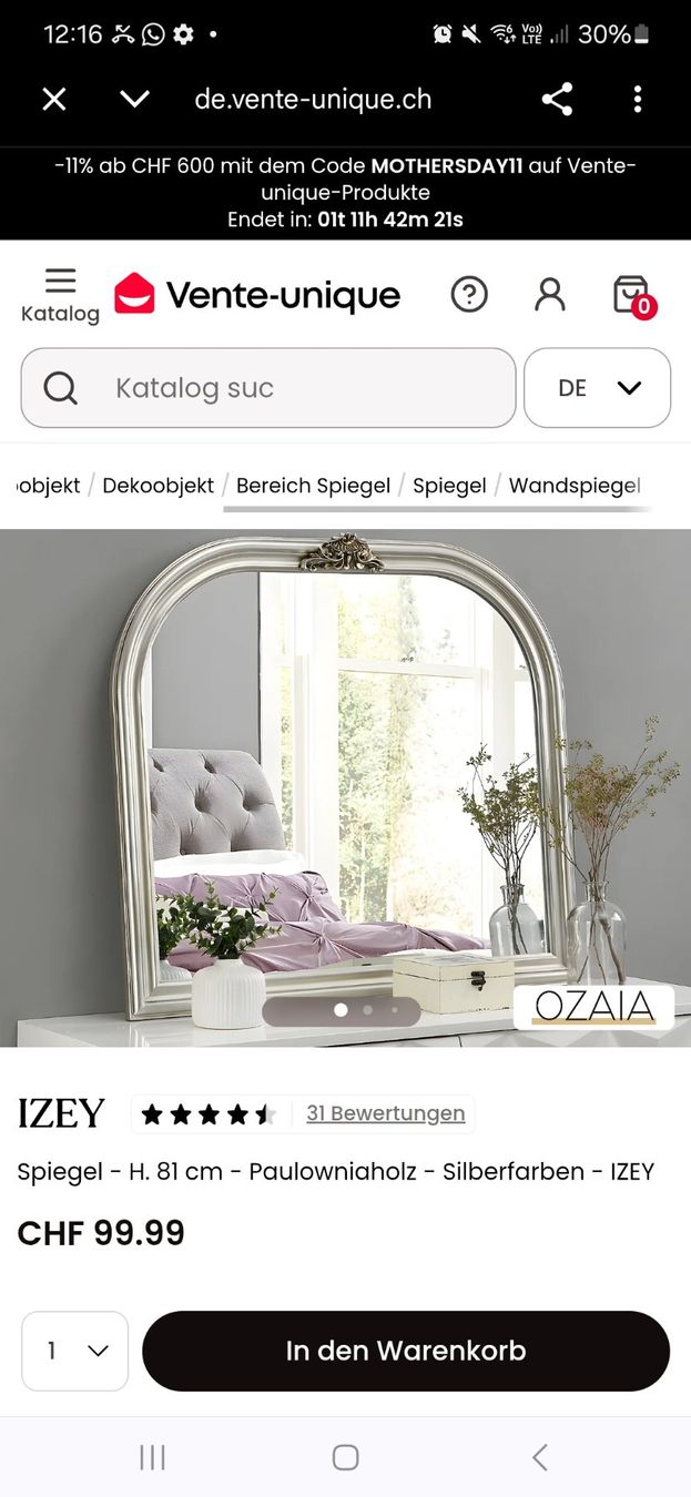 Specchi: Spiegel Izey Vente Unique – Usato da Zürich venduto da rev_qnd5 2