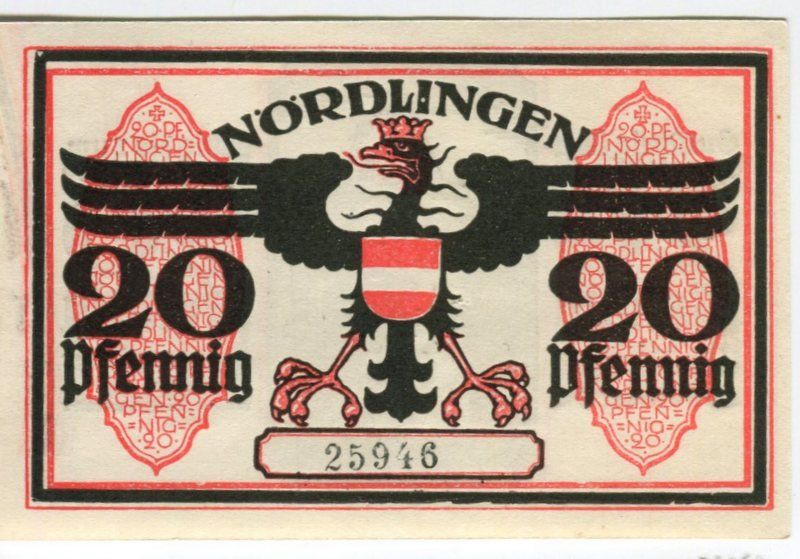 Banconote: Notgeld "20 Pfennig. Nördlingen 1918" – Usato da Basel venduto da Butsch5 1