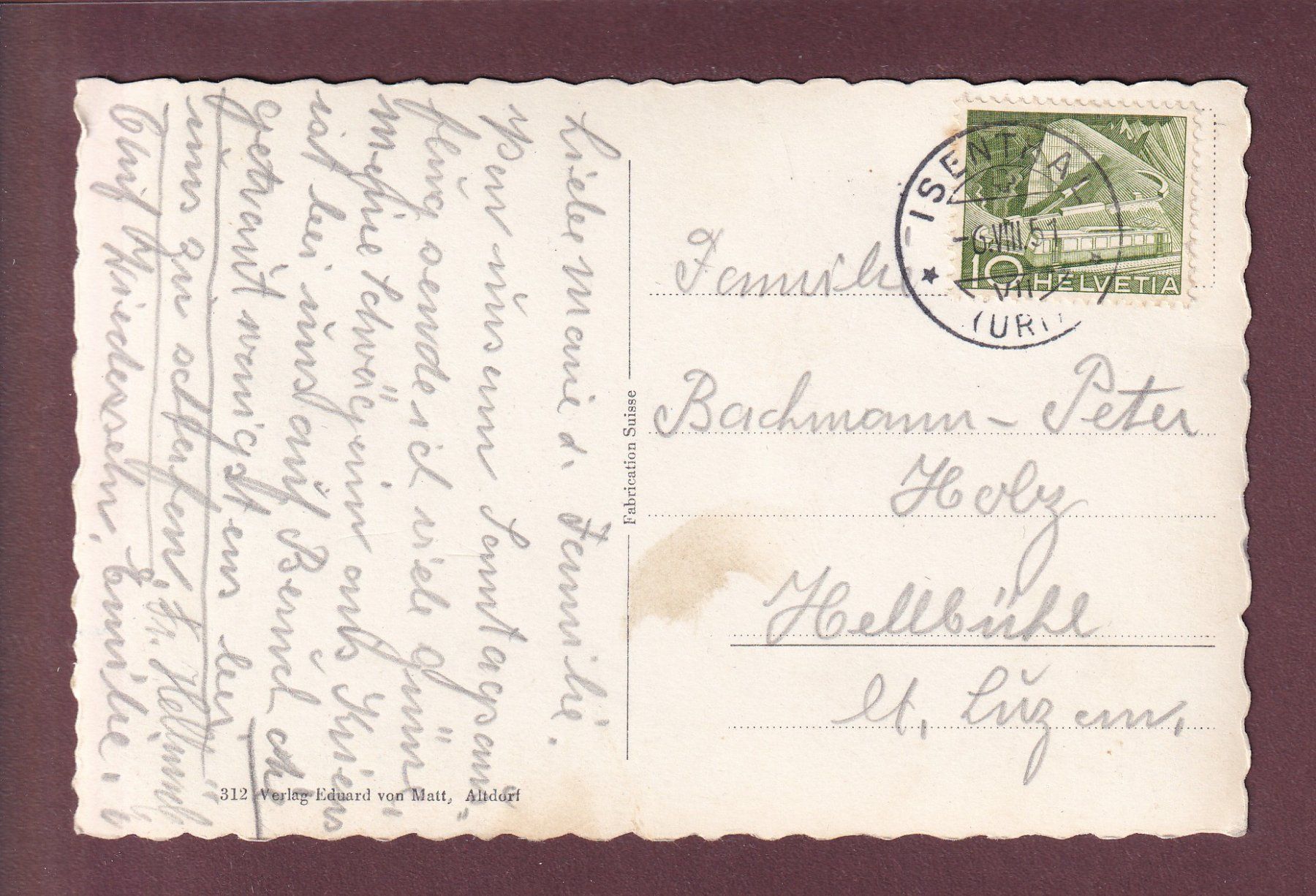 Ansichtskarten: ISENTHAL - Dorf mit Grossthal - 1951 – Gebraucht aus Pully von nicecards 1
