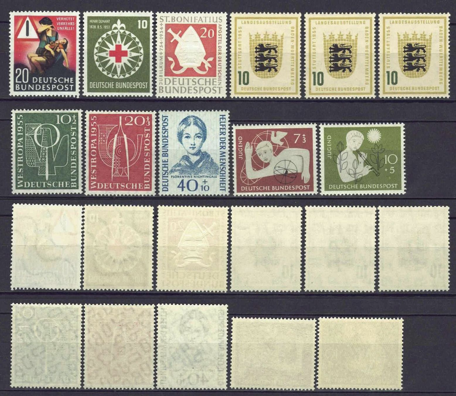 Tutti i francobolli: BRD 1953/1956 Restlos, postfrisch** Kat Fr 135.00 – Usato da Basel venduto da Pfefferschootte